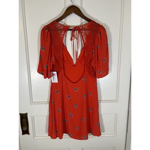 Free People Mockingbird Mesh Inset Empire Waist Mini Dress Womens Size 6 NWT - Picture 5 of 11